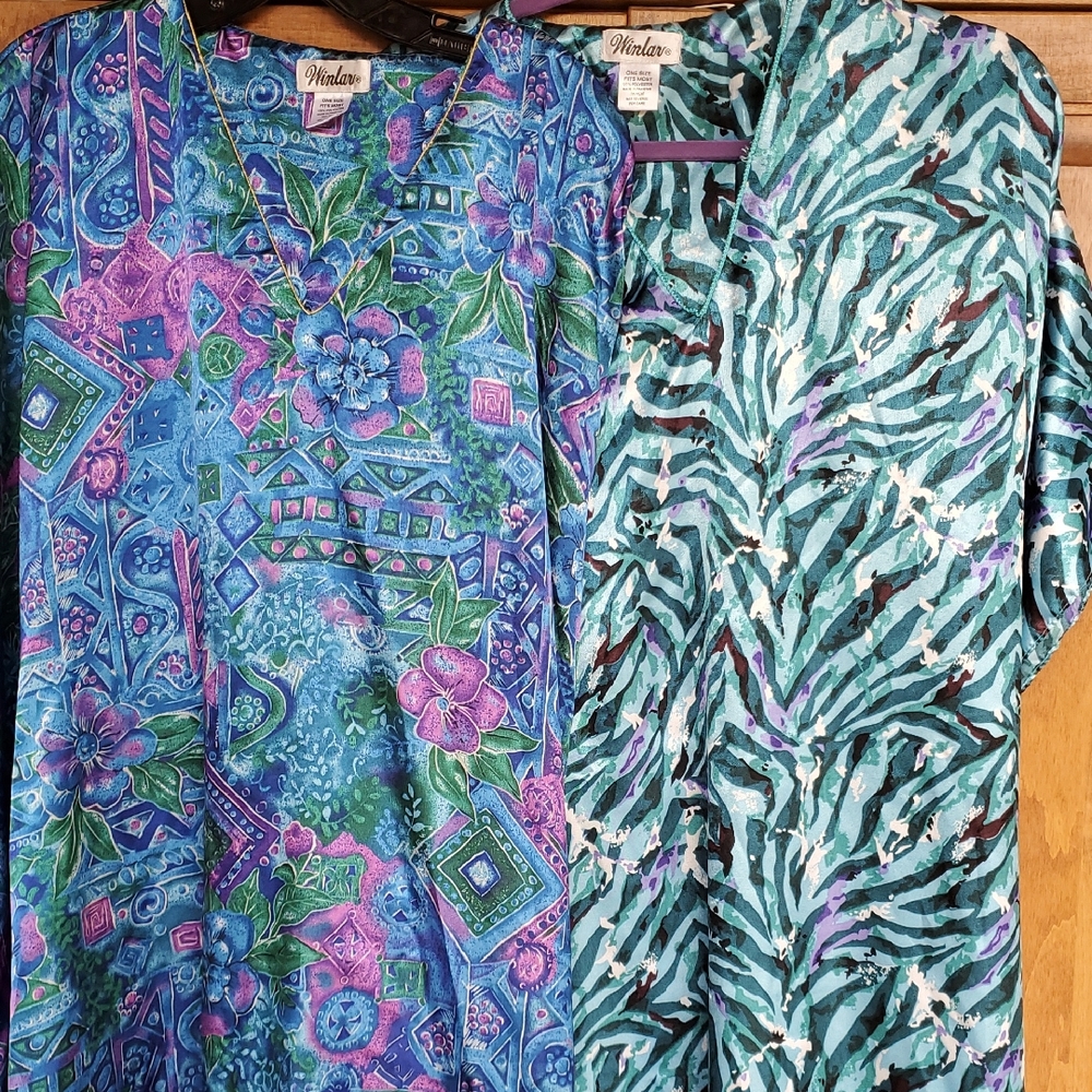 Vibrant Floral and Zebra Print Caftans